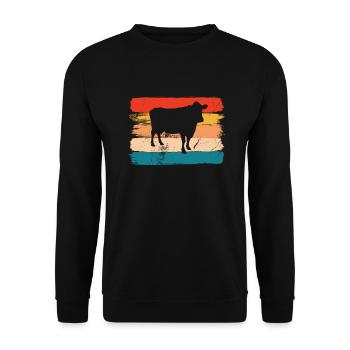 Kuh Retro Muh Landwirt Milch Bauernhof Geschenk - Unisex Pullover - Schwarz - Vorne - Alina (178cm) & Michal (187cm)