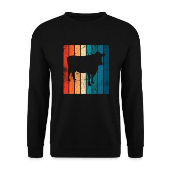 Kuh Retro Muh Landwirt Milch Bauernhof Geschenk - Unisex Pullover - Schwarz - Vorne - Alina (178cm) & Michal (187cm)