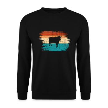 Kuh Retro Muh Landwirt Milch Bauernhof Geschenk - Unisex Pullover - Schwarz - Vorne - Alina (178cm) & Michal (187cm)
