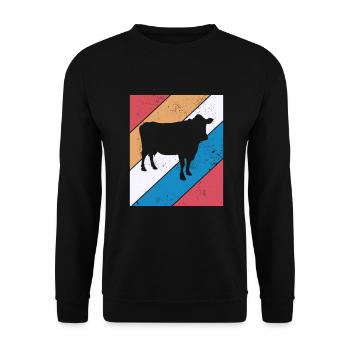 Kuh Retro Muh Landwirt Milch Bauernhof Geschenk - Unisex Pullover - Schwarz - Vorne - Alina (178cm) & Michal (187cm)