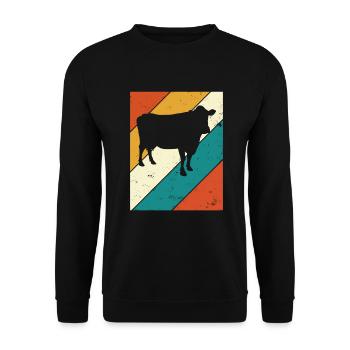 Kuh Retro Muh Landwirt Milch Bauernhof Geschenk - Unisex Pullover - Schwarz - Vorne - Alina (178cm) & Michal (187cm)