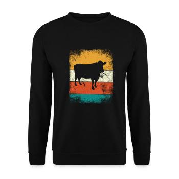 Cow Animal Farmer Moo Retro Farm Gift - Sweat-shirt Unisexe - noir - Devant - Alina (178cm) & Michal (187cm)