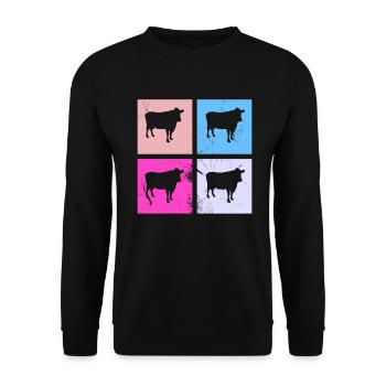 Kuh Retro Muh Landwirt Milch Bauernhof Geschenk - Unisex Pullover - Schwarz - Vorne - Alina (178cm) & Michal (187cm)