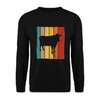 Kuh Retro Muh Landwirt Milch Bauernhof Geschenk - Unisex Pullover - Schwarz - Vorne - Alina (178cm) & Michal (187cm)