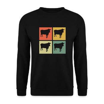 Cow Animal Farmer Moo Retro Farm Gift - Sweat-shirt Unisexe - noir - Devant - Alina (178cm) & Michal (187cm)