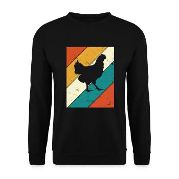 Hühner Retro Hahn Bauer Retro Bauernhof Geschenk - Unisex Pullover - Schwarz - Vorne - Alina (178cm) & Michal (187cm)