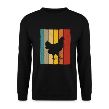 Huhn Hühner Hahn Bauer Retro Bauernhof Geschenk - Unisex Pullover - Schwarz - Vorne - Alina (178cm) & Michal (187cm)