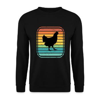 Huhn Hühner Hahn Bauer Retro Bauernhof Geschenk - Unisex Pullover - Schwarz - Vorne - Alina (178cm) & Michal (187cm)