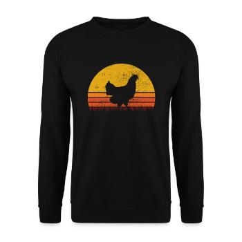 Huhn Hühner Hahn Bauer Retro Bauernhof Geschenk - Unisex Pullover - Schwarz - Vorne - Alina (178cm) & Michal (187cm)