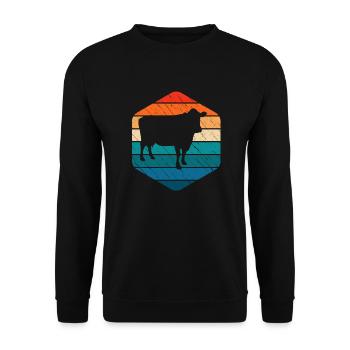 Kuh Retro Muh Landwirt Milch Bauernhof Geschenk - Unisex Pullover - Schwarz - Vorne - Alina (178cm) & Michal (187cm)