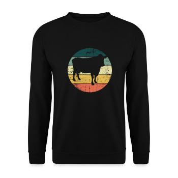 Kuh Retro Muh Landwirt Milch Bauernhof Geschenk - Unisex Pullover - Schwarz - Vorne - Alina (178cm) & Michal (187cm)