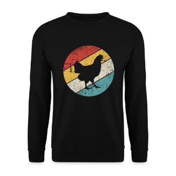 Huhn Hühner Hahn Bauer Retro Bauernhof Geschenk - Unisex Pullover - Schwarz - Vorne - Alina (178cm) & Michal (187cm)