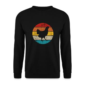 Huhn Hühner Hahn Bauer Retro Bauernhof Geschenk - Unisex Pullover - Schwarz - Vorne - Alina (178cm) & Michal (187cm)