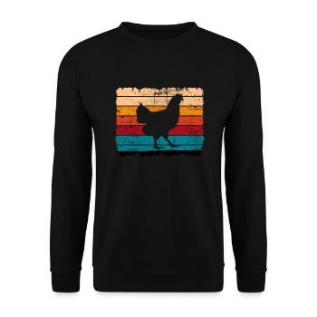 Huhn Hühner Hahn Bauer Retro Bauernhof Geschenk - Unisex Pullover - Schwarz - Vorne - Alina (178cm) & Michal (187cm)
