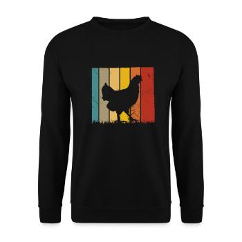 Huhn Hühner Hahn Bauer Retro Bauernhof Geschenk - Unisex Pullover - Schwarz - Vorne - Alina (178cm) & Michal (187cm)