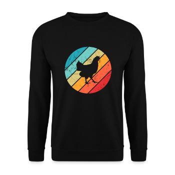 Hühner Retro Hahn Bauer Retro Bauernhof Geschenk - Unisex Pullover - Schwarz - Vorne - Alina (178cm) & Michal (187cm)