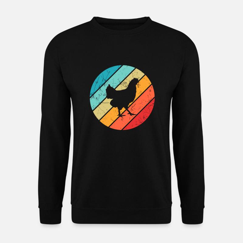 Hühner Retro Hahn Bauer Retro Bauernhof Geschenk - Unisex Pullover - Schwarz