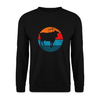 Kuh Retro Muh Landwirt Milch Bauernhof Geschenk - Unisex Pullover - Schwarz - Vorne - Alina (178cm) & Michal (187cm)