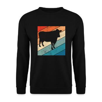 Kuh Retro Muh Landwirt Milch Bauernhof Geschenk - Unisex Pullover - Schwarz - Vorne - Alina (178cm) & Michal (187cm)