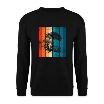 Mushroom Mushrooms Boletus Toadstool Retro Gift - Unisex Sweatshirt - black - Front - Alina (178cm) & Michal (187cm)