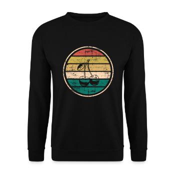 Cherry Fruit Retro Round Fruits Red Gift - Unisex Sweatshirt - black - Front - Alina (178cm) & Michal (187cm)