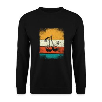 Cherry Retro Fruit Summer Fruits Red Gift - Unisex Sweatshirt - black - Front - Alina (178cm) & Michal (187cm)