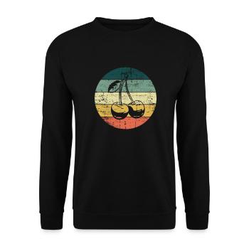 Cherry Fruit Retro Fruits Red Gift - Unisex Sweatshirt - black - Front - Alina (178cm) & Michal (187cm)