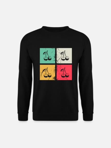 Cherry Retro Fruit Fruit Cherries - Unisex Sweatshirt - black