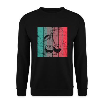 Cherry Retro Fruit Summer Fruits Red Gift - Unisex Sweatshirt - black - Front - Alina (178cm) & Michal (187cm)
