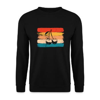 Cherry Fruit Retro Fruits Red Gift - Unisex Sweatshirt - black - Front - Alina (178cm) & Michal (187cm)