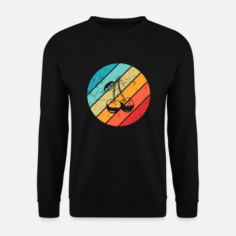 Cherry Retro Fruit Fruit Round - Unisex Sweatshirt - black