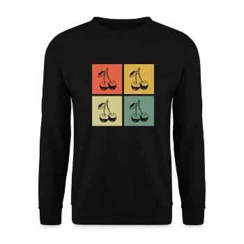 Cherry Fruit Retro Fruits Red Gift - Unisex Sweatshirt - black - Front - Alina (178cm) & Michal (187cm)