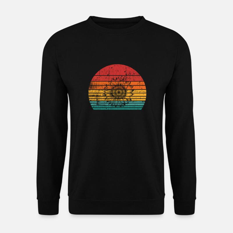 Sonnenblume Blüte Blume Retro Geschenk - Unisex Pullover - Schwarz