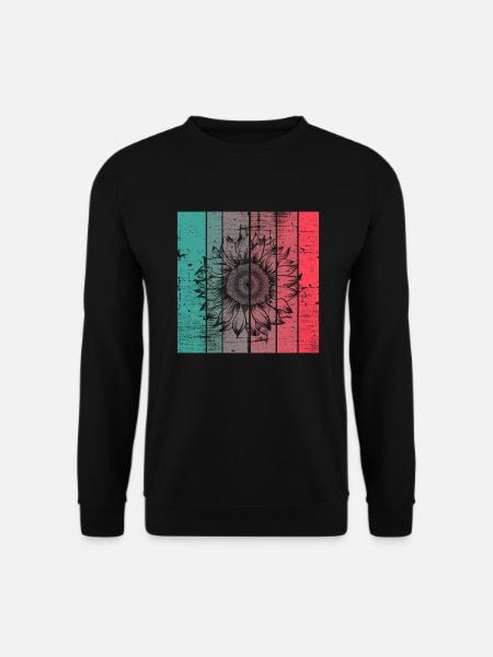 Sonnenblume Blume Retro Geschenk - Unisex Pullover - Schwarz