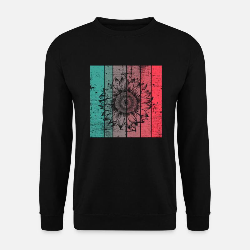 Sonnenblume Blume Retro Geschenk - Unisex Pullover - Schwarz