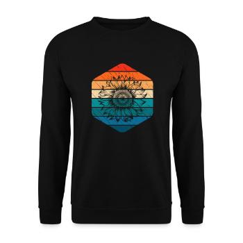 Sonnenblume Retro Geschenk - Unisex Pullover - Schwarz - Vorne - Alina (178cm) & Michal (187cm)