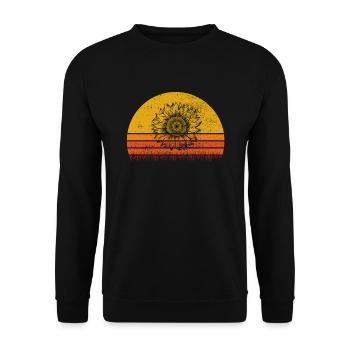 Sonnenblume Retro Geschenk - Unisex Pullover - Schwarz - Vorne - Alina (178cm) & Michal (187cm)