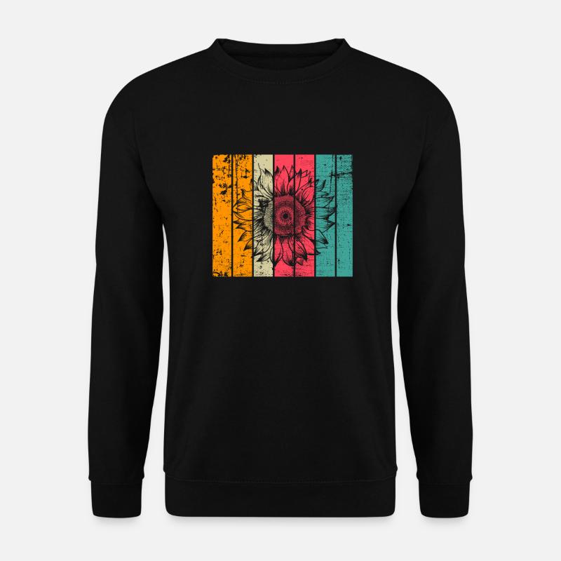 Sonnenblume Blüte Blume Retro Geschenk - Unisex Pullover - Schwarz