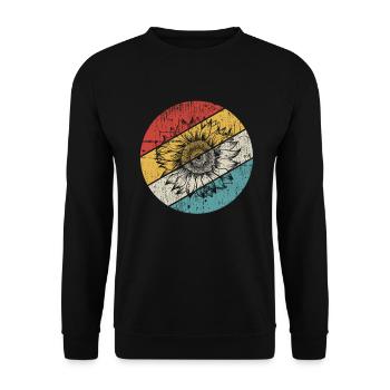 Sonnenblume Retro Geschenk - Unisex Pullover - Schwarz - Vorne - Alina (178cm) & Michal (187cm)