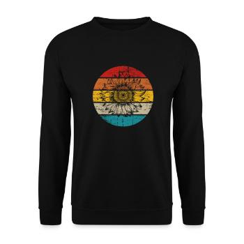 Sonnenblume Retro Geschenk - Unisex Pullover - Schwarz - Vorne - Alina (178cm) & Michal (187cm)