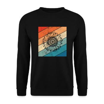 Sonnenblume Retro Geschenk - Unisex Pullover - Schwarz - Vorne - Alina (178cm) & Michal (187cm)