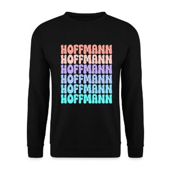 Hoffmann Retro Nachname Geschenkidee - Unisex Pullover - Schwarz - Vorne - Alina (178cm) & Michal (187cm)