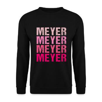 Meyer Familienname Team Retro Geschenkidee - Unisex Pullover - Schwarz - Vorne - Alina (178cm) & Michal (187cm)