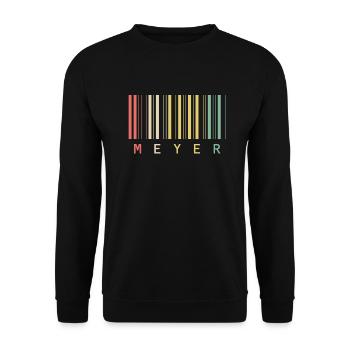 Meyer Familienname Balkencode Barcode Geschenk - Unisex Pullover - Schwarz - Vorne - Alina (178cm) & Michal (187cm)