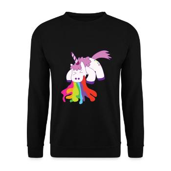 Kotzendes Einhorn Regenbogen - Unisex Pullover - Schwarz - Vorne - Alina (178cm) & Michal (187cm)