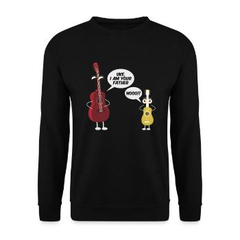 Ukulele Gitarre - Uke ich bin dein Vater - Unisex Pullover - Schwarz - Vorne - Alina (178cm) & Michal (187cm)