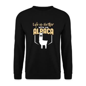 Vivre avec un alpaga - Sweat-shirt Unisexe - noir - Devant - Alina (178cm) & Michal (187cm)