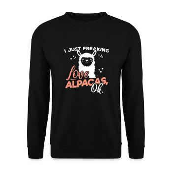 J’aime les alpagas - L’amour alpagas - Sweat-shirt Unisexe - noir - Devant - Alina (178cm) & Michal (187cm)