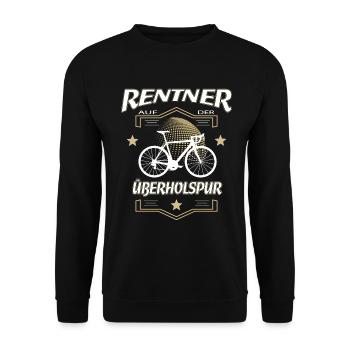 Fahrrad Rentner auf der Überholspur Geschenk - Unisex Pullover - Schwarz - Vorne - Alina (178cm) & Michal (187cm)