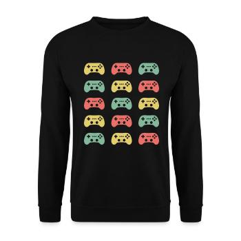 Geek Gaming Joystick - Unisex Pullover - Schwarz - Vorne - Alina (178cm) & Michal (187cm)